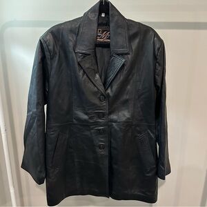 Vintage Real Leather Black Blazer/Car Jacket Size XL